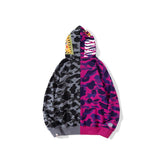 Bathing Ape Hoodie Autumn and Winter Color Matching Stitched Camouflage Sweater Pocket Zipper Fleece Padded Coat