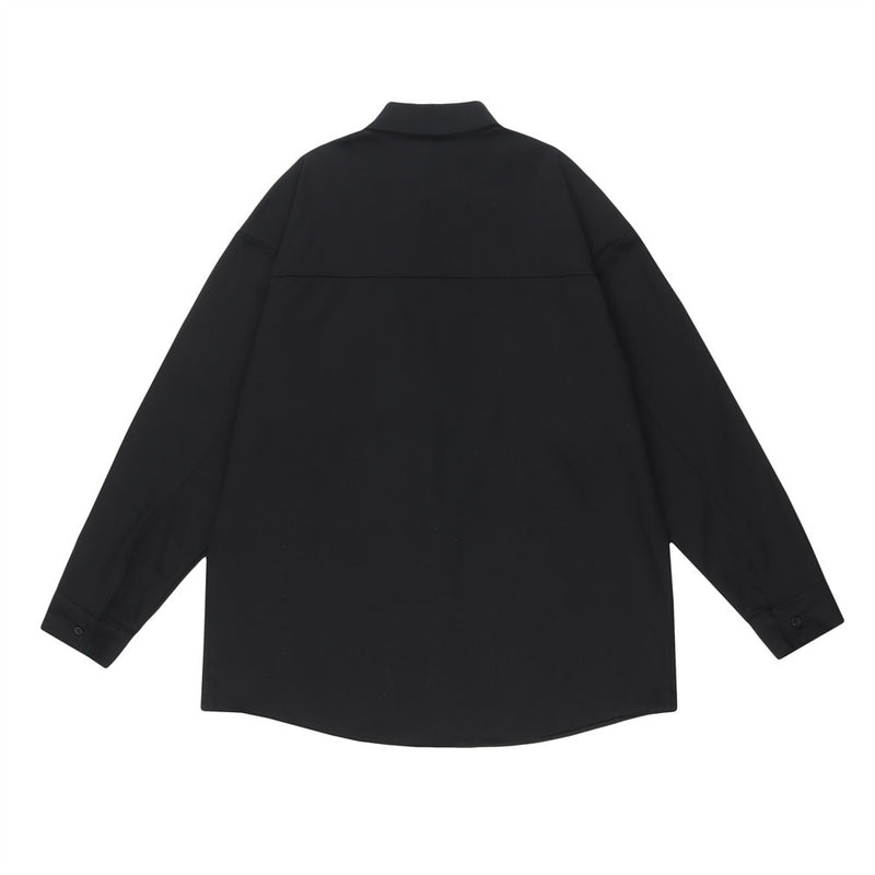 Men Long Sleeve T Shirt Men's Spring and Autumn Loose Lapels Shirt Loose Thin Coat