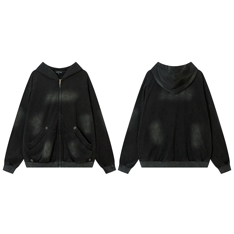 Unisex Vintage Hoodie Old Zip Cardigan Hooded