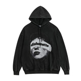 Unisex Vintage Hoodie Vintage Print Wash Hoodie