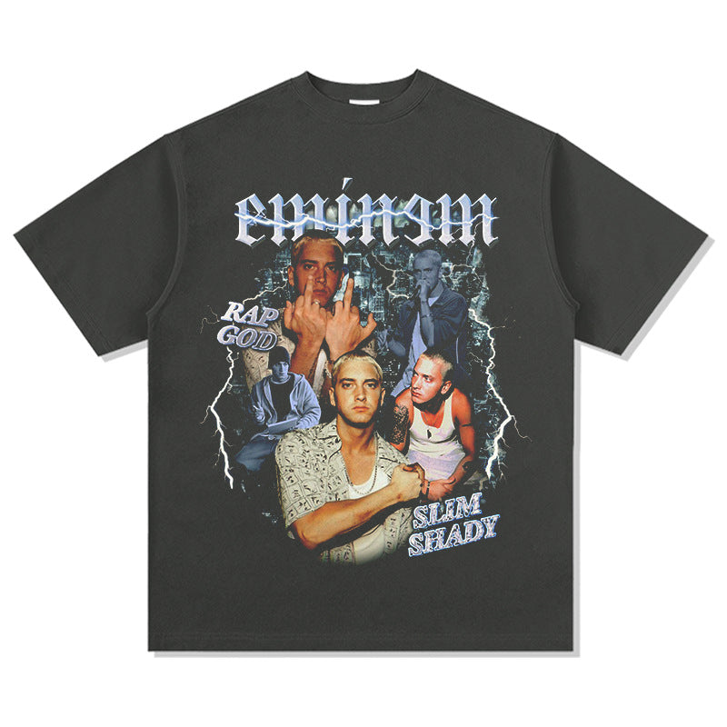 Detroit Eminem T Shirt Detroit Eminem Printed Short Sleeve Cotton Heavy Loose