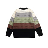 Unisex Sweatshirt Autumn Colorful Striped Hollow Top