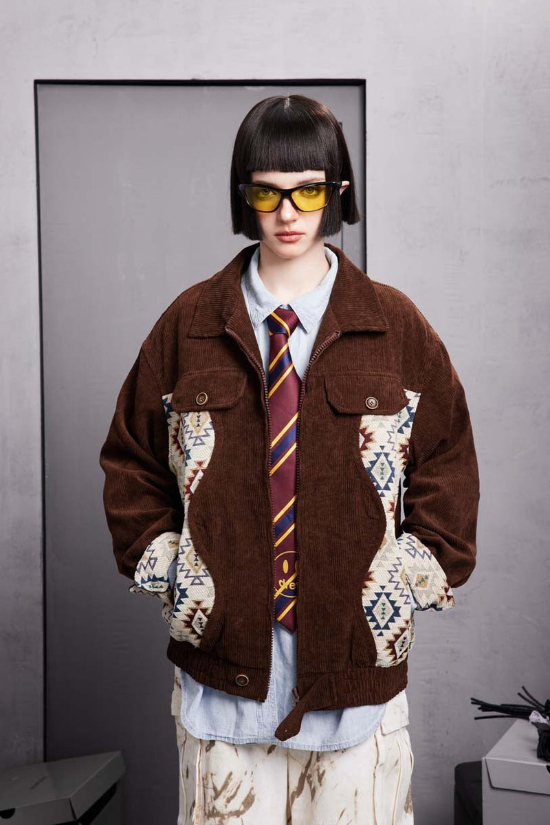 Unisex Jacket Autumn Ethnic Style Splicing Coat