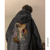 Men Hoodie Hooded Sweater Men's Spring Retro Baggy Coat