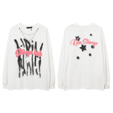 Men Long Sleeve Shirt Sweet Cool Cartoon Print Top Hip Hop Long Sleeve T-shirt Men and Women