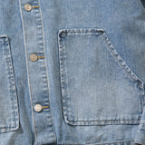 Men Denim Jacket Washed and Worn Denim Jacket Men Vibe Casual Denim Baggy Coat