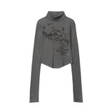 Women Long Sleeve T-Shirt Long Sleeve T-shirt Girls Spring and Autumn Printed Short