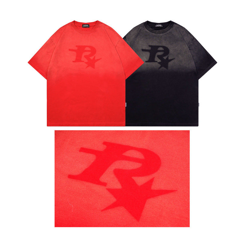 Men T Shirt Retro Couple Casual All-Match Short-Sleeved T-shirt Men and Women