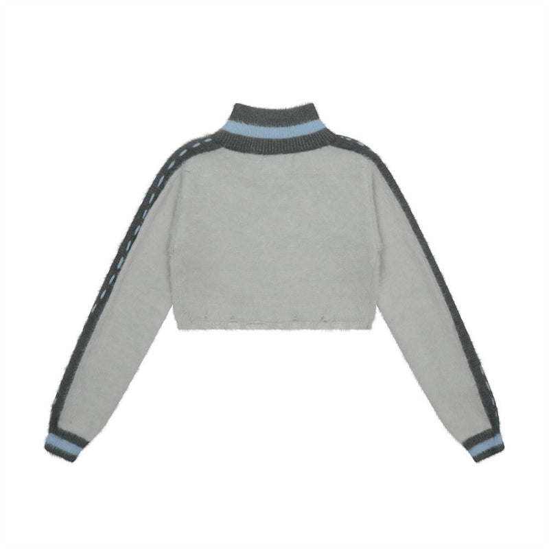 Women Sweater Color Matching Short Sweater Women's Cardigan Sweater