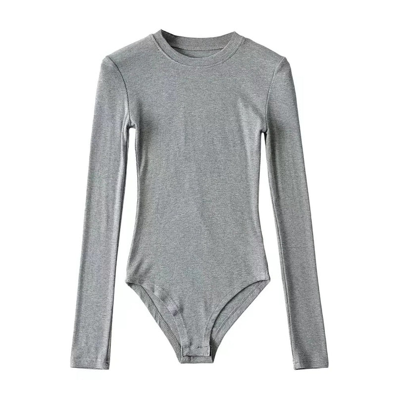 Women T-shirt Spring Slim-Fit Base Bodysuit Women round Neck