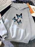 Butterflies Printed Women Sweatshirt Soft Casual Loose