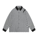 Men Long Sleeved T Shirt Contrast Color Long Sleeves Shirt Spring and Autumn High Street Loose Turn Button Shirt