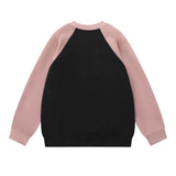 Men Hoodie Raglan Sleeve Crew Neck Pullover Sweatshirt Stitching Five-Pointed Star Printed Spring and Autumn Loose Top