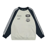 Men Hoodie Spring and Autumn Loose Sports round Neck Sweater Raglan Sleeve Pullover Top