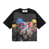 Bkys men's short-sleeve t-shirt - streetwear print, washed, rhinestone detail, 100% cotton