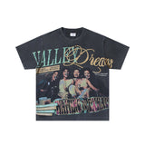 Valley t-shirt men's short-sleeved street printing hot diamond washed cotton