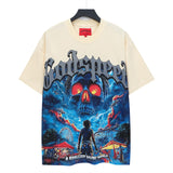 Men's youth t-shirt with rhinestone print, 100% cotton, american retro style