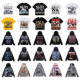 Short-sleeve t-shirt, men's, garment-washed print, 100% cotton, streetwear