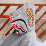 Bathing Ape Hoodie Shark Double Hat Embroidered Zip Sweater Casual Loose Hooded Jacket