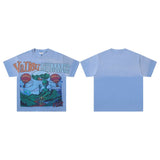 Valley t-shirt men's short-sleeved street printing hot diamond washed cotton