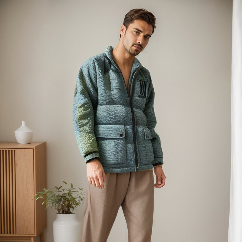 Men Jacket Vintage Stand-up Collar Cotton-Padded Clothes Men's Winter