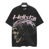 Washed and hot-drilled men's t-shirt short-sleeved g pure cotton hip hop street
