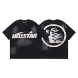 Men's short-sleeve t-shirt - washed print with hotfix rhinestones - 100% cotton - premium quality