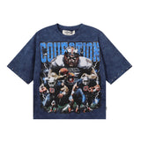 Bkys men's short-sleeve t-shirt - streetwear print, washed, rhinestone detail, 100% cotton