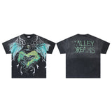 Valley t-shirt men's short-sleeved street printing hot diamond washed cotton