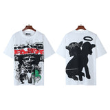 Men's short-sleeve t-shirt - washed print with hotfix rhinestones - 100% cotton - premium quality