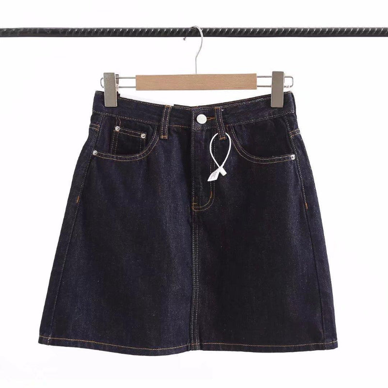 Women Skirt Spring and Summer Simplicity Vintage Denim Skirt