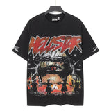 Washed and hot-drilled men's t-shirt short-sleeved g pure cotton hip hop street