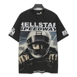 Washed and hot-drilled men's t-shirt short-sleeved g pure cotton hip hop street