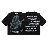 Bkys men's short-sleeve t-shirt - streetwear print, washed, rhinestone detail, 100% cotton