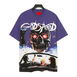 Men's youth t-shirt with rhinestone print, 100% cotton, american retro style