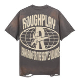 Rough play hotfix rhinestone cotton t-shirt - direct-to-garment streetwear hip-hop print