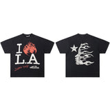 Hip-hop streetwear short sleeve tee - 100% cotton street print