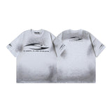 Men's short-sleeve t-shirt - washed print with hotfix rhinestones - 100% cotton - premium quality