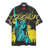 Godspeed men's short-sleeve t-shirt - washed print, hotfix rhinestone detail, streetwear style