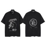 Washed and hot-drilled men's t-shirt short-sleeved g pure cotton hip hop street