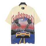 Men's youth t-shirt with rhinestone print, 100% cotton, american retro style