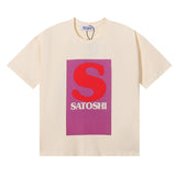 Satoshi letter print pure cotton t-shirt