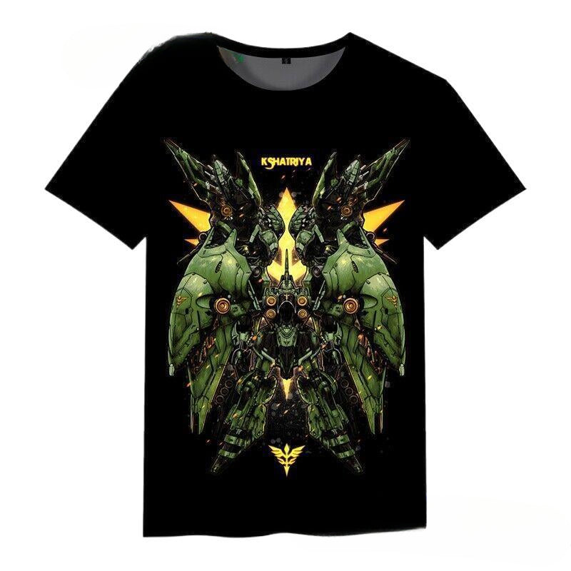 Fashion GUNDAM Anime Black Tops Unisex Short Sleeve Casual