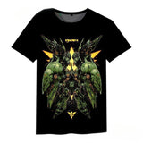 Fashion GUNDAM Anime Black Tops Unisex Short Sleeve Casual
