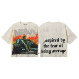 Bkys men's short-sleeve t-shirt - streetwear print, washed, rhinestone detail, 100% cotton