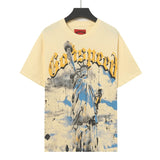 Men's youth t-shirt with rhinestone print, 100% cotton, american retro style