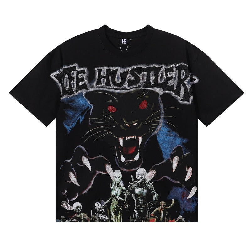 Life hustlers american hot diamond direct injection street printing pure cotton t-shirt g