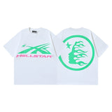 Men's short-sleeve t-shirt - washed print with hotfix rhinestones - 100% cotton - premium quality