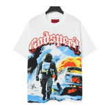 Men's youth t-shirt with rhinestone print, 100% cotton, american retro style