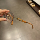 CHH Chrome Hearts Glasses Frame Frameless Round Perforated Myopia Glasses Frame Vintage